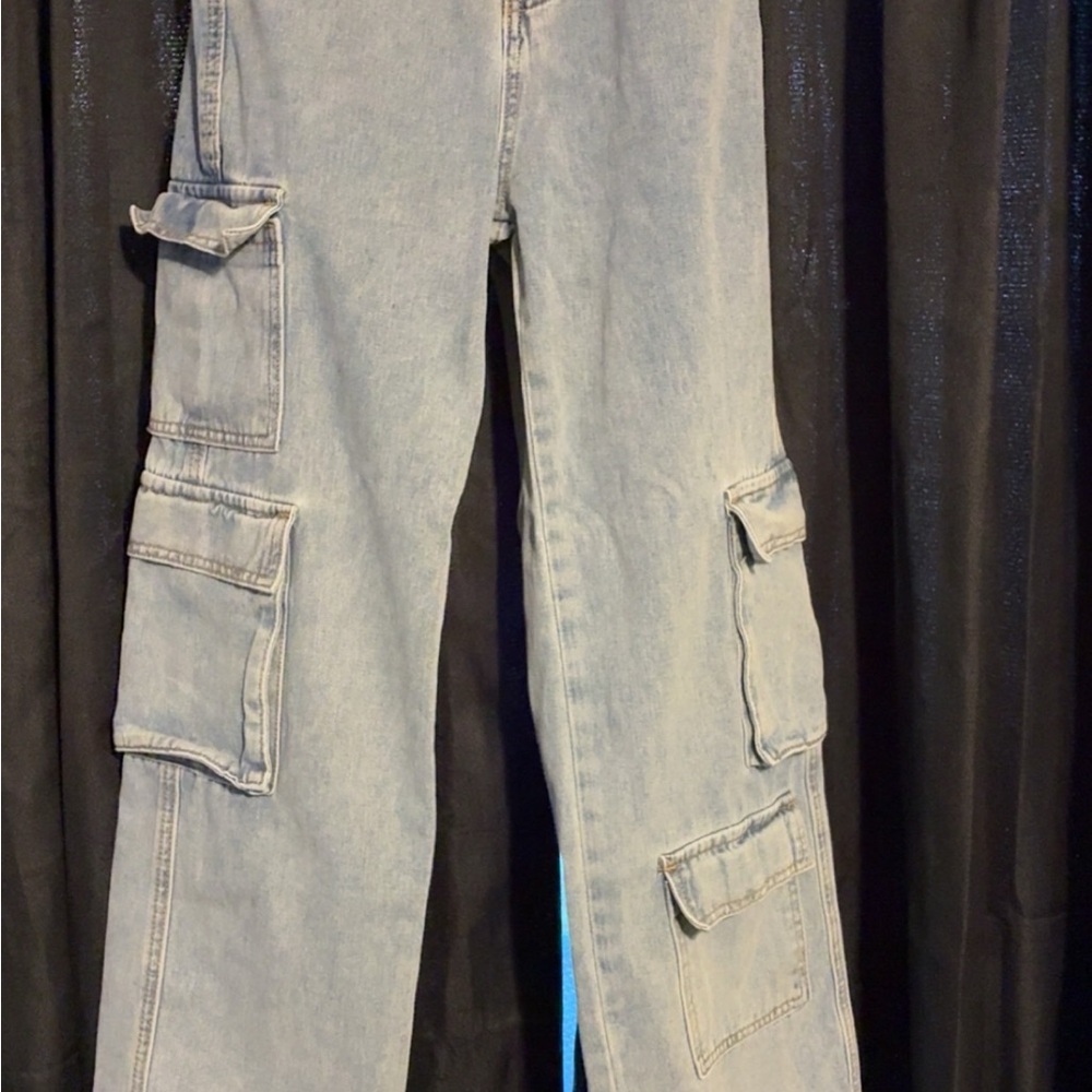 SHEIN Kids Light Blue Cargo Jeans